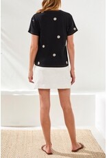 TRIBAL S/S CREW NECK TOP W/EMBROIDERY-BLACK