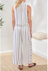 TRIBAL HIDDEN PLACKET SHIRT W/ ELASTIC WAIST-WHITE/BLACK