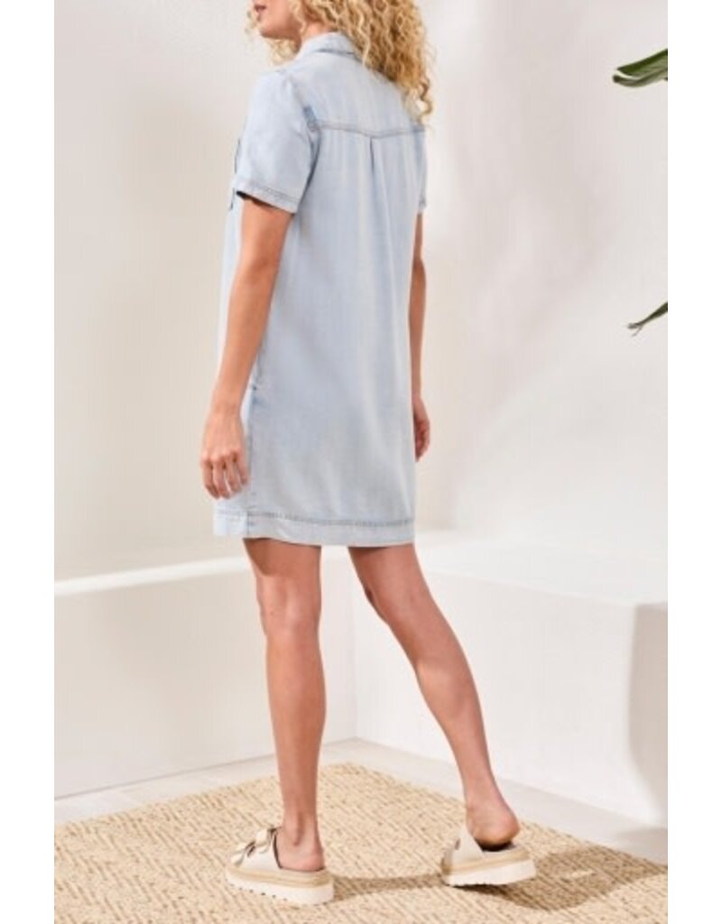 TRIBAL DENIM SHIRT DRESS W/POCKETS