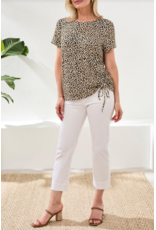 TRIBAL S/S CREW NECK TOP W/SIDE RUCHING