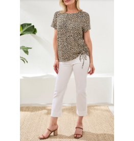 TRIBAL S/S CREW NECK TOP W/SIDE RUCHING