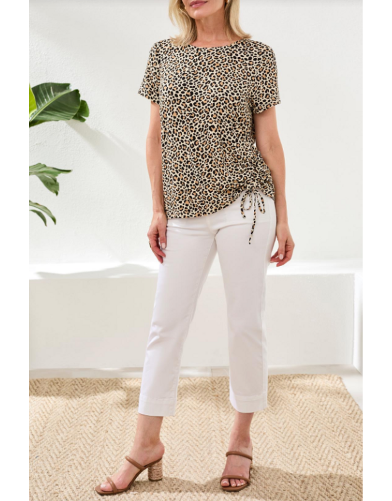 TRIBAL S/S CREW NECK TOP W/SIDE RUCHING