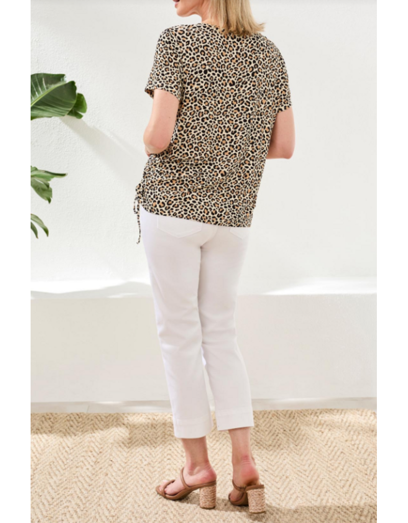 TRIBAL S/S CREW NECK TOP W/SIDE RUCHING