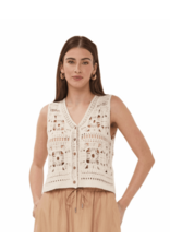 GILET COTTON CROCHET VEST - NATURAL