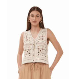 GILET COTTON CROCHET VEST - NATURAL