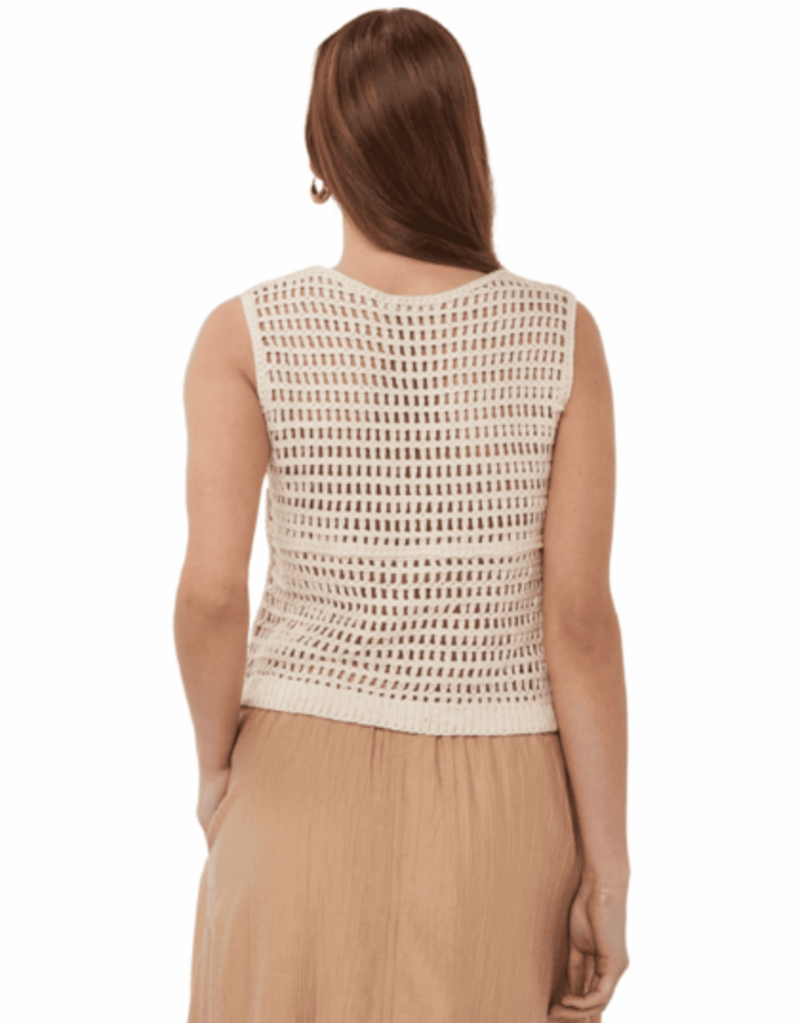 GILET COTTON CROCHET VEST - NATURAL