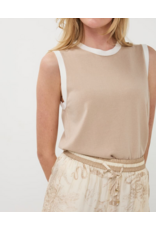 SLVLESS TOP RIB BASIC KNIT - SAND