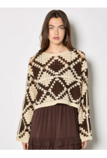 BROWN DIAMOND CROCHET SWEATER