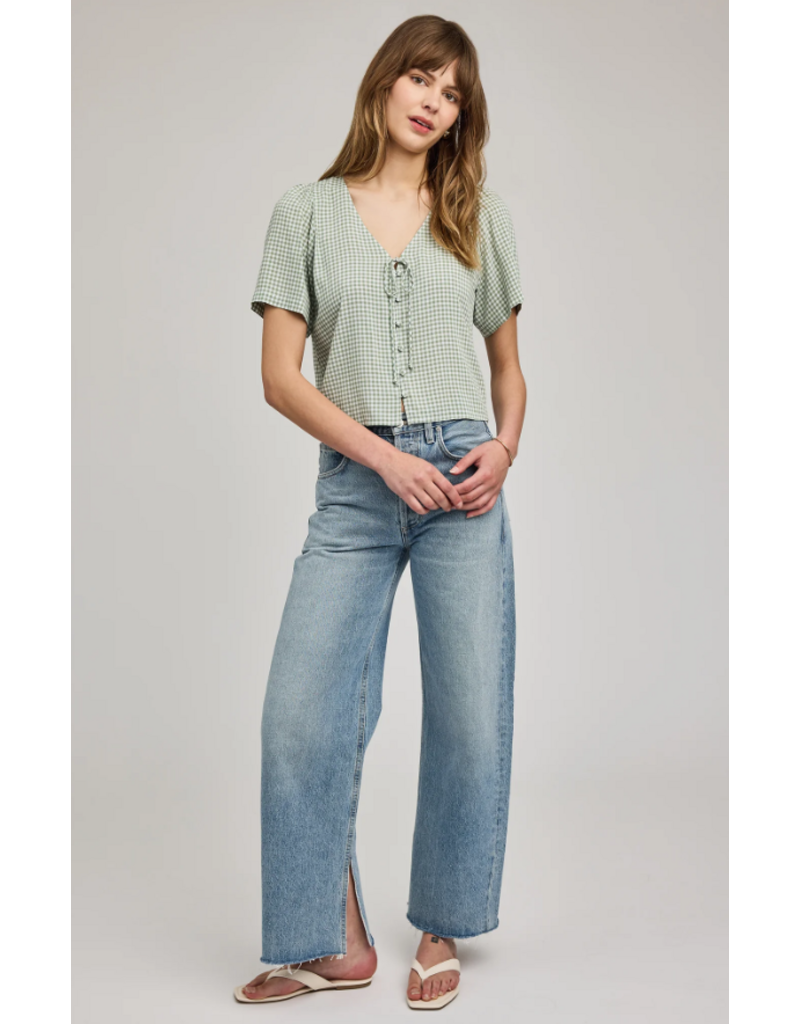 GENTLE FAWN BECCA S/S BLOUSE - PISTACHIO GINGHAM