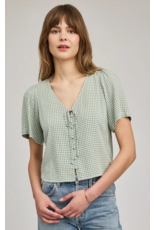 GENTLE FAWN BECCA S/S BLOUSE - PISTACHIO GINGHAM