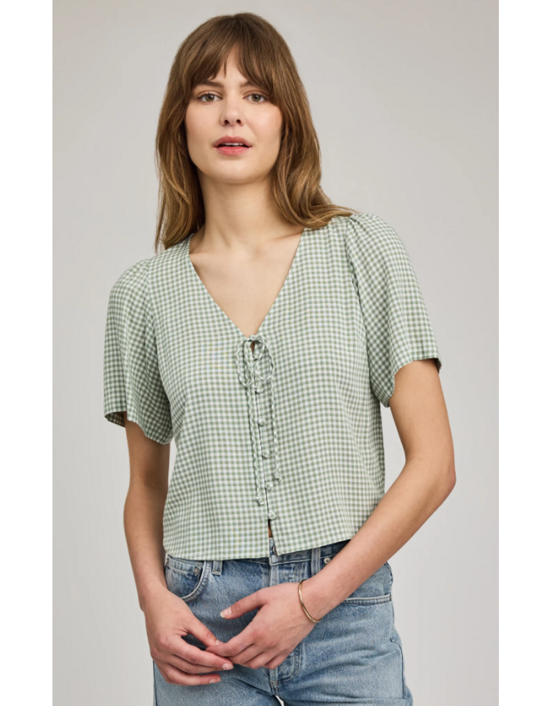 GENTLE FAWN BECCA S/S BLOUSE - PISTACHIO GINGHAM