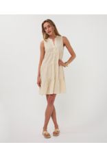 COTTON EMBROIDERED SEQUINS DRESS - LIGHT SAND