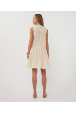COTTON EMBROIDERED SEQUINS DRESS - LIGHT SAND