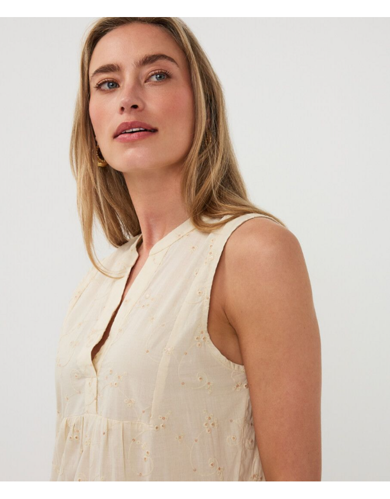 COTTON EMBROIDERED SEQUINS DRESS - LIGHT SAND
