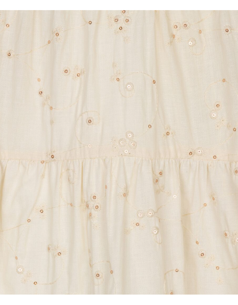 COTTON EMBROIDERED SEQUINS DRESS - LIGHT SAND