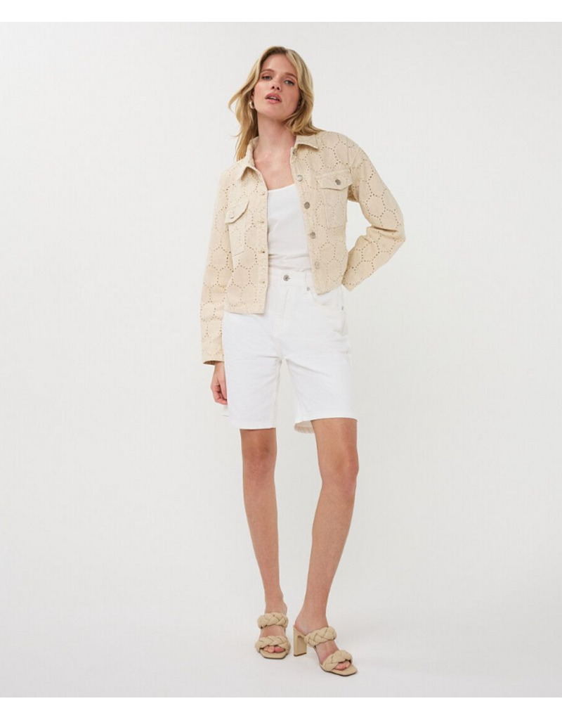 JEAN JACKET COTTON EMBROIDERED LEAVES DETAIL