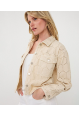JEAN JACKET COTTON EMBROIDERED LEAVES DETAIL