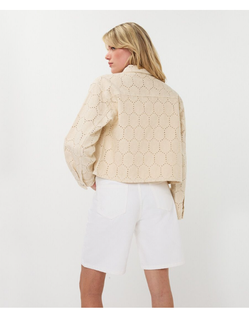 JEAN JACKET COTTON EMBROIDERED LEAVES DETAIL