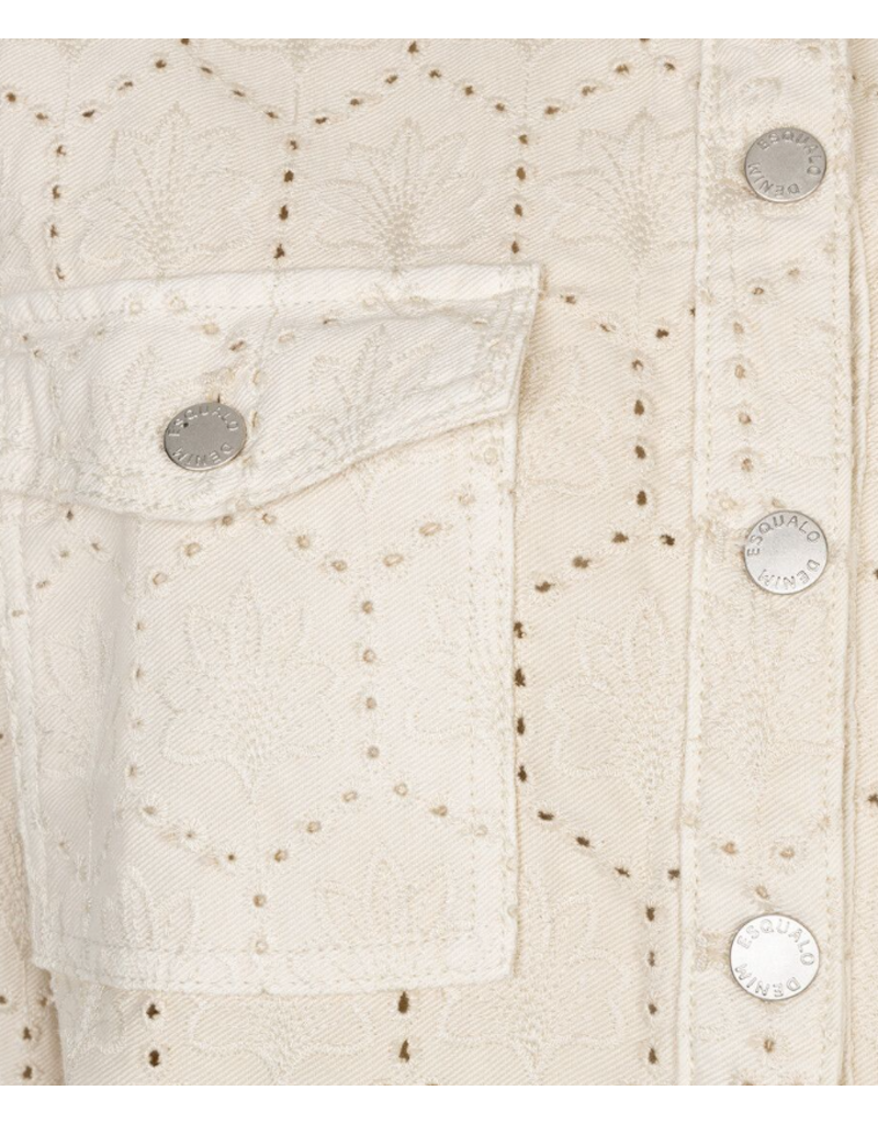 JEAN JACKET COTTON EMBROIDERED LEAVES DETAIL