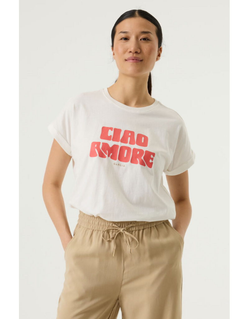 COTTON CIAO AMORE TEE SHIRT - OFF WHITE