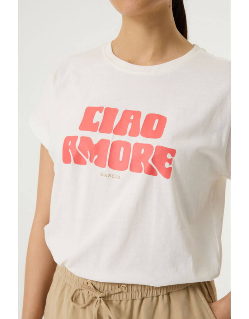COTTON CIAO AMORE TEE SHIRT - OFF WHITE