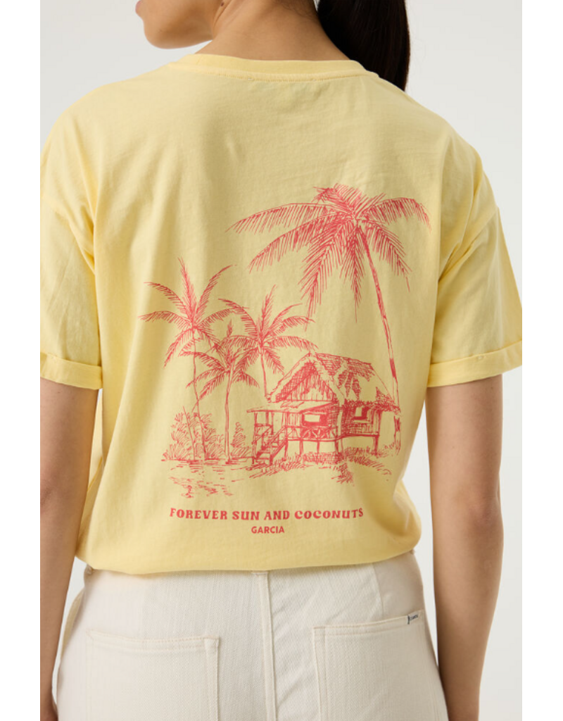 COTTON ALOHA PARADISE TEE SHIRT - YELLOW