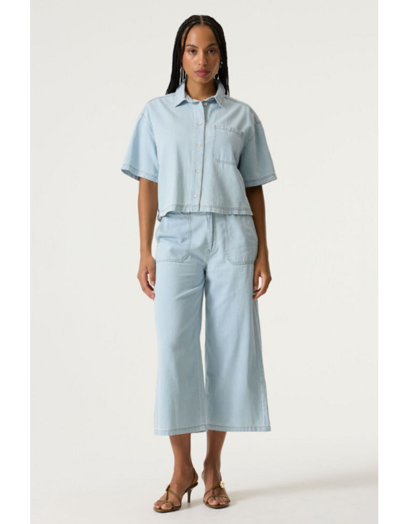 COTTON WIDE LEG DENIM - MORNING BLUE