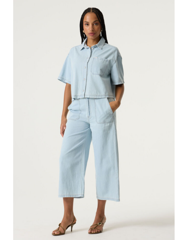 COTTON WIDE LEG DENIM - MORNING BLUE