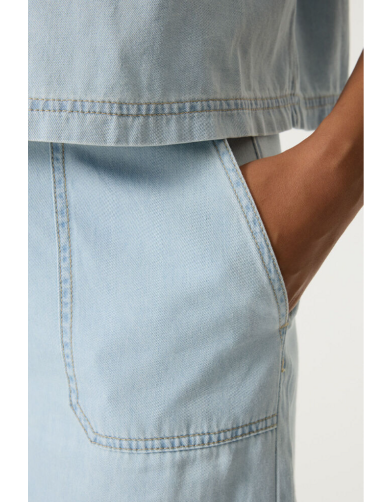 COTTON WIDE LEG DENIM - MORNING BLUE