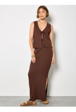 POINTELLE TIE UP TOP BROWN