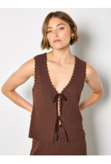 POINTELLE TIE UP TOP BROWN