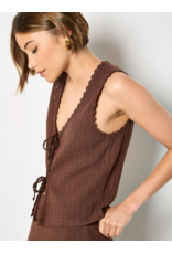 POINTELLE TIE UP TOP BROWN