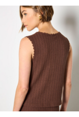 POINTELLE TIE UP TOP BROWN