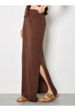 POINTELLE MAXI COLUMN SKIRT BROWN