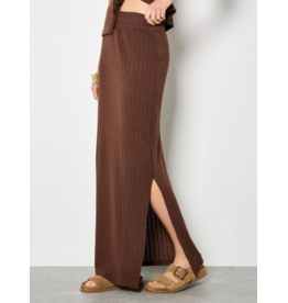 POINTELLE MAXI COLUMN SKIRT BROWN