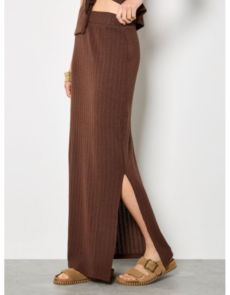 POINTELLE MAXI COLUMN SKIRT BROWN