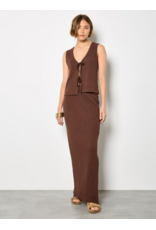 POINTELLE MAXI COLUMN SKIRT BROWN