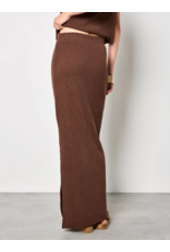 POINTELLE MAXI COLUMN SKIRT BROWN