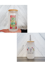 FROSTED GLASS JAR w/BAMBOO LID