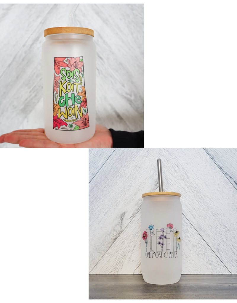 FROSTED GLASS JAR w/BAMBOO LID