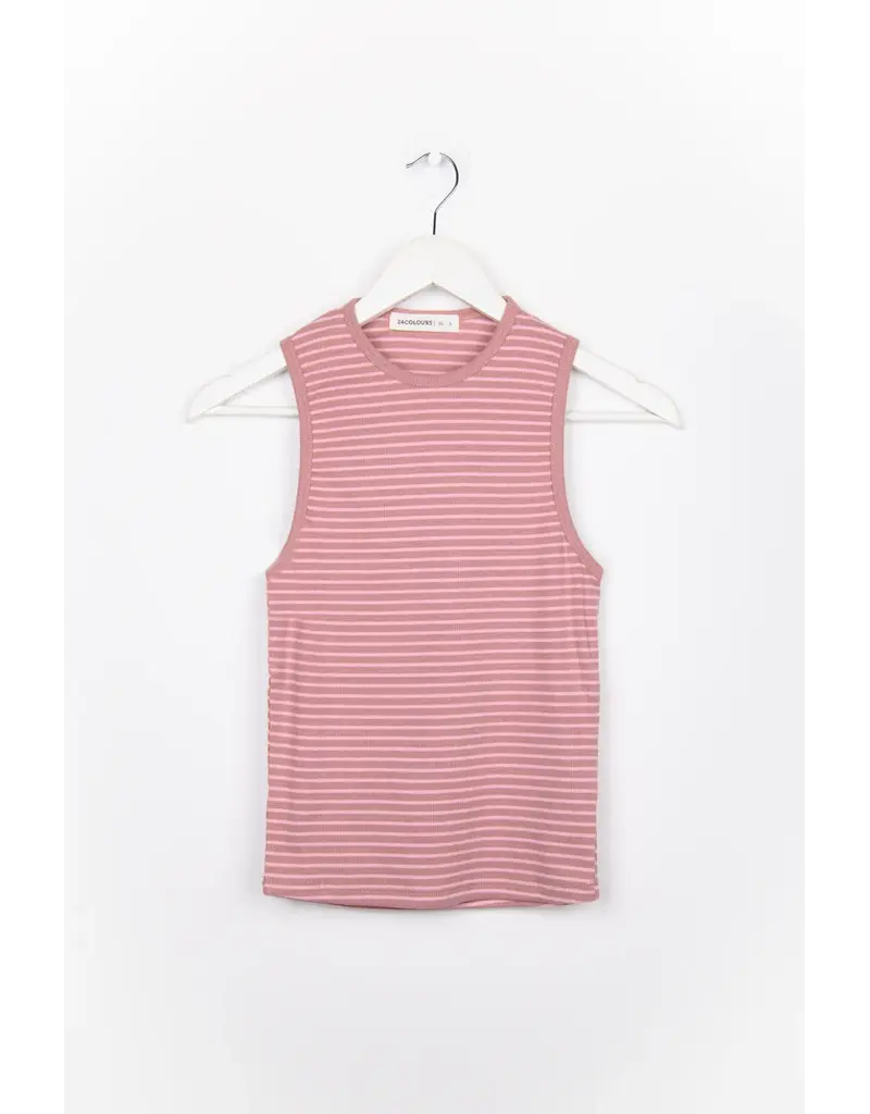 24COLOURS COTTON STRIPED TANK - ROSE