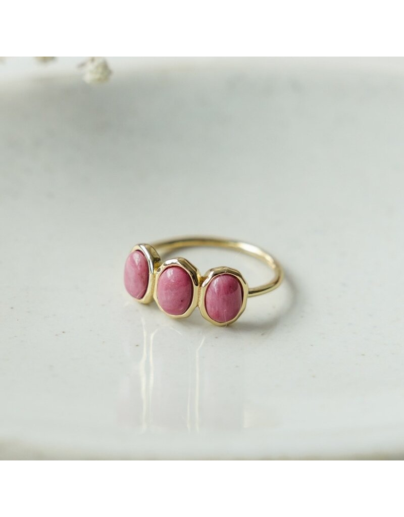 GLEE TRI ESSENCE RING - PINK RHODONITE - GOLD