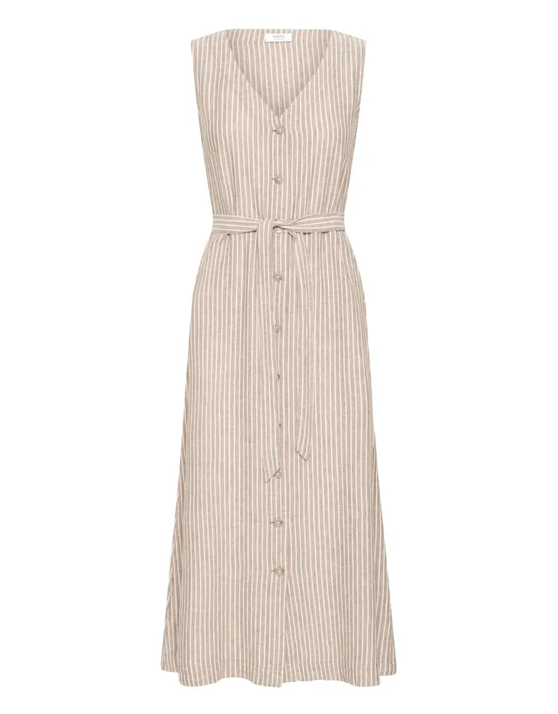 FALAKKA BUTTON DRESS - WOODSMOKE - LINEN BLND
