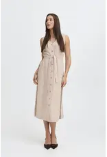 FALAKKA BUTTON DRESS - WOODSMOKE - LINEN BLND