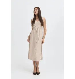 FALAKKA BUTTON DRESS - WOODSMOKE - LINEN BLND