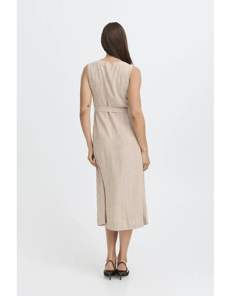 FALAKKA BUTTON DRESS - WOODSMOKE - LINEN BLND