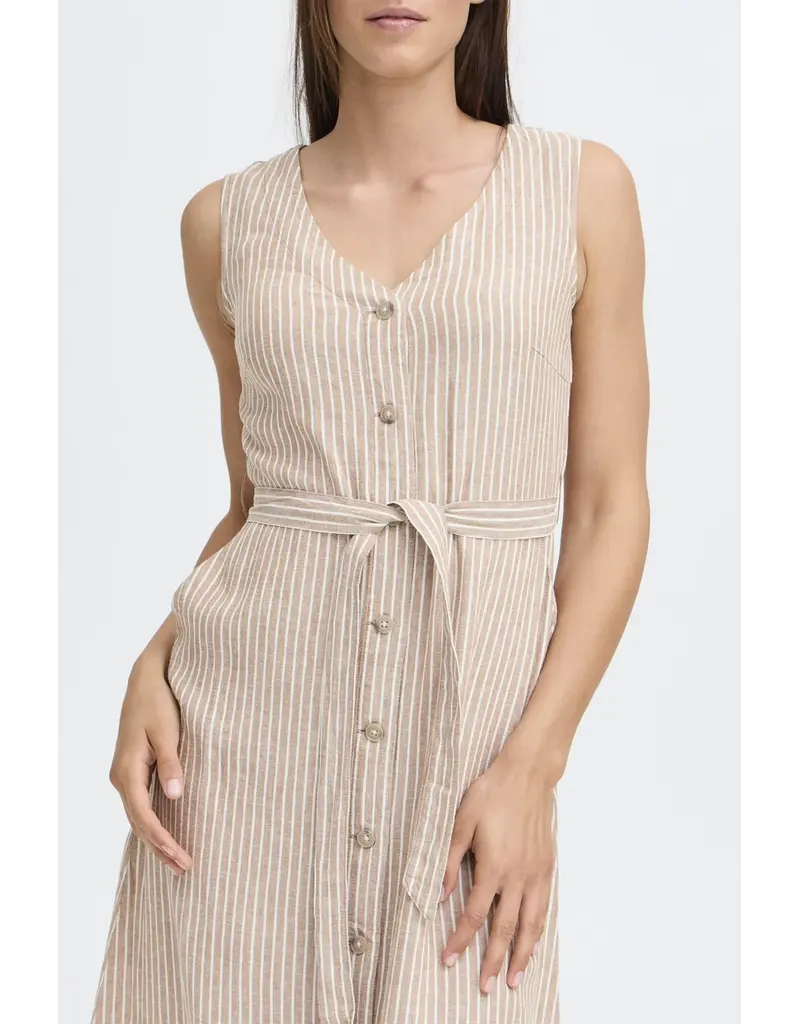 FALAKKA BUTTON DRESS - WOODSMOKE - LINEN BLND