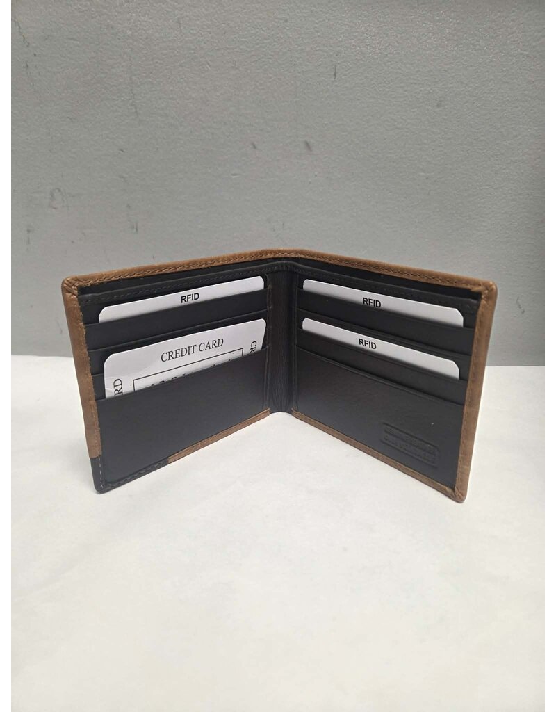 MENS RFID BRUSHED LEATHER SLIMFOLD - 1007B-9S