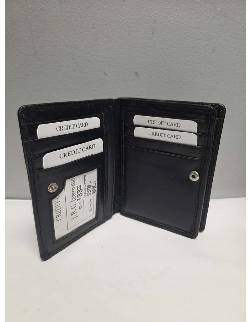 LEATHER CROCO EMBOSS WALLET - BLACK - 12249-1