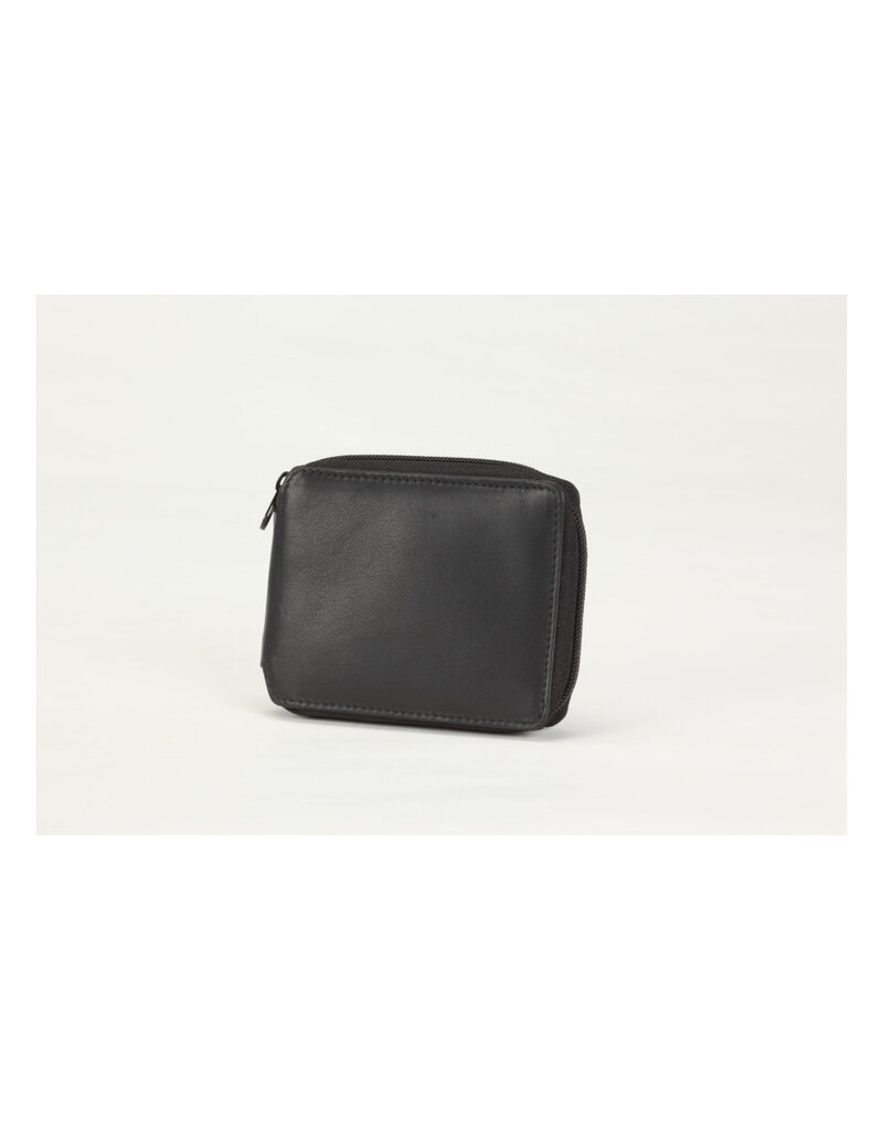 MENS RFID ZIPPER WALLET BLACK - 1013A - 1